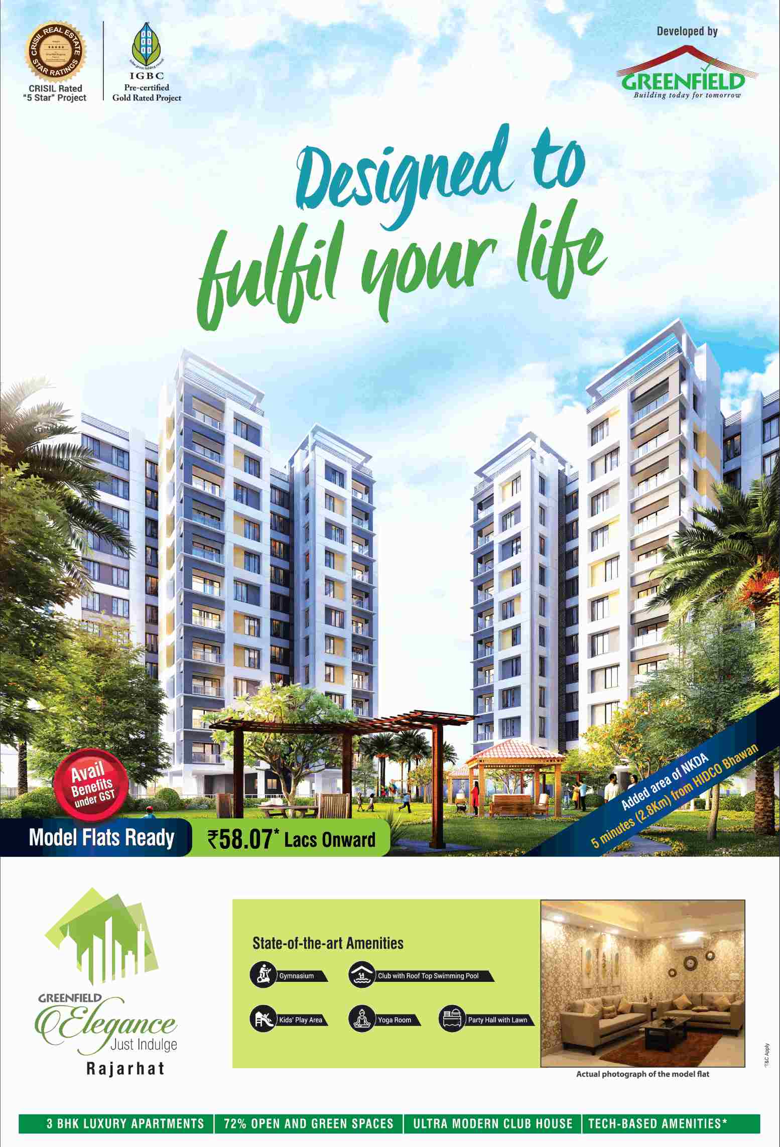Model flats ready at Greenfield Elegance in Kolkata